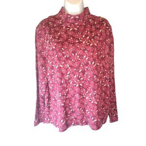 Croft & Barrow Woman Floral Poinsetta Shirt Top Size 1X Red